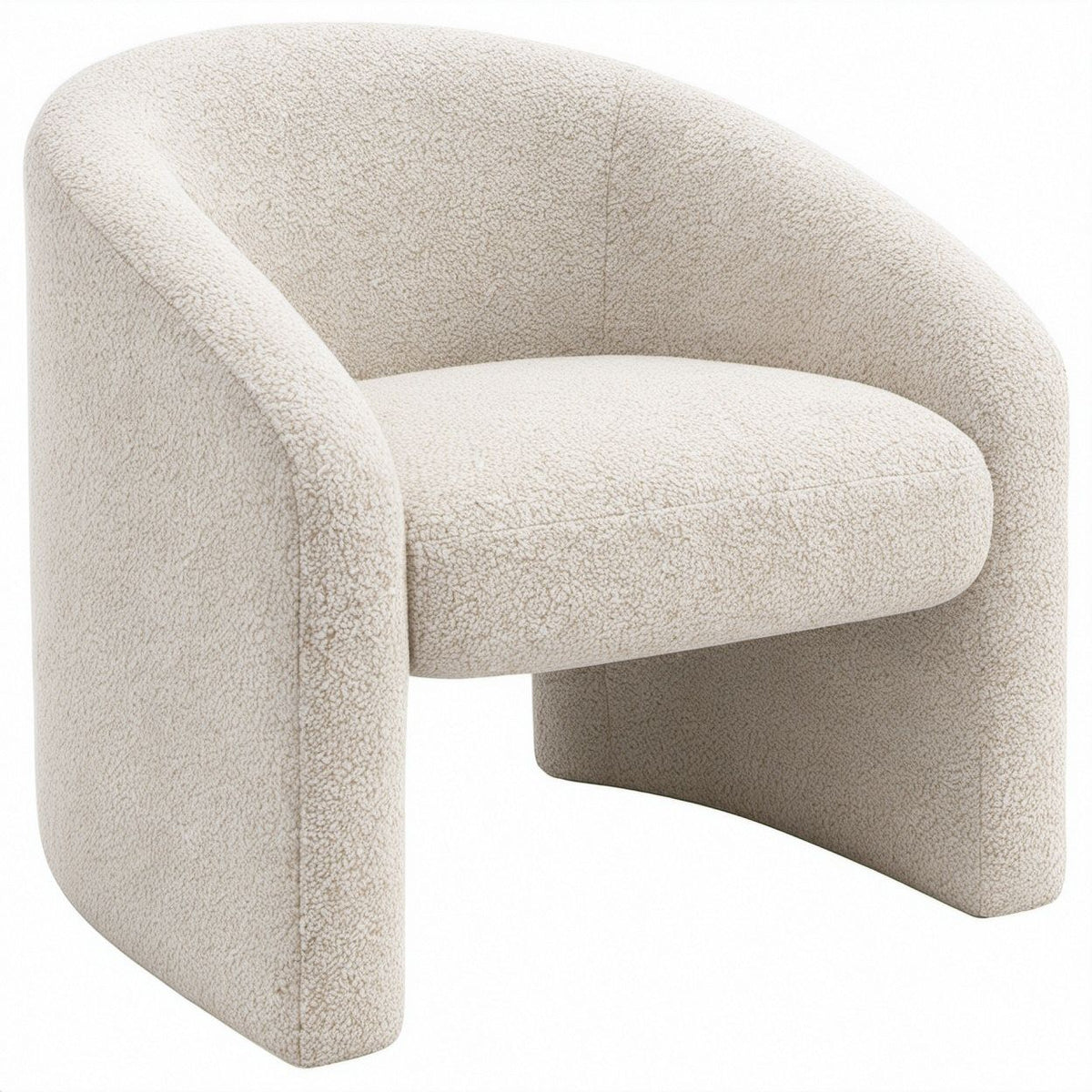 Runder Cocktailsessel mit Bouclé-Polyesterbezug in Creme, 75 x 75 x 75 cm