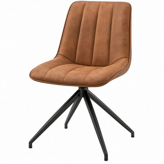 Drehbarer Polstersessel aus PU-Kunstleder Braun/Schwarz, 60 x 62 x 88 cm
