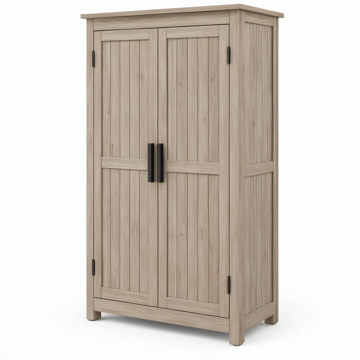 Kleiderschrank mit 2 Drehtüren in Greige/Schwarz, 100 x 55 x 190 cm