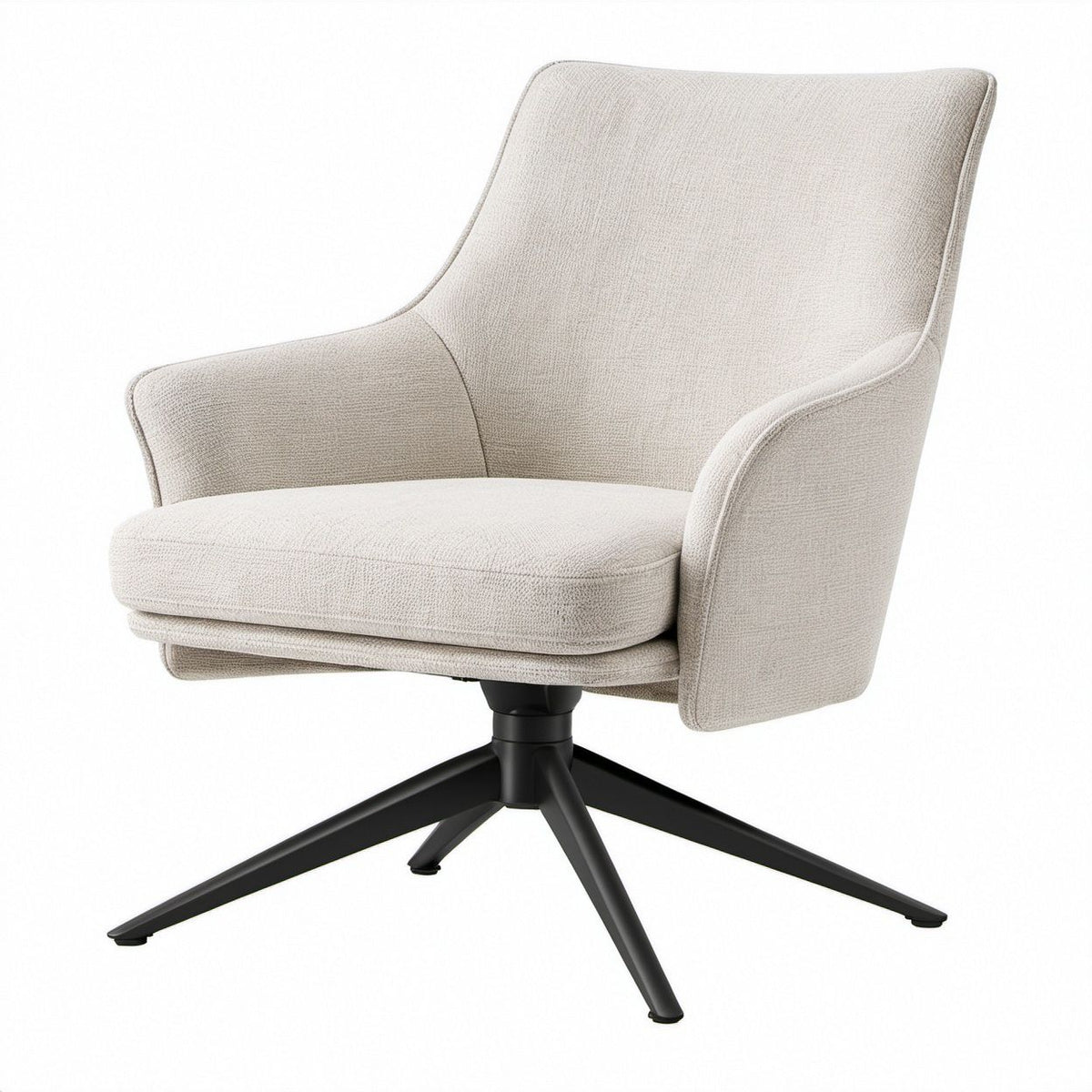 Drehbarer Loungesessel mit Armlehnen, Beige/Schwarz, 76 x 84 x 100 cm