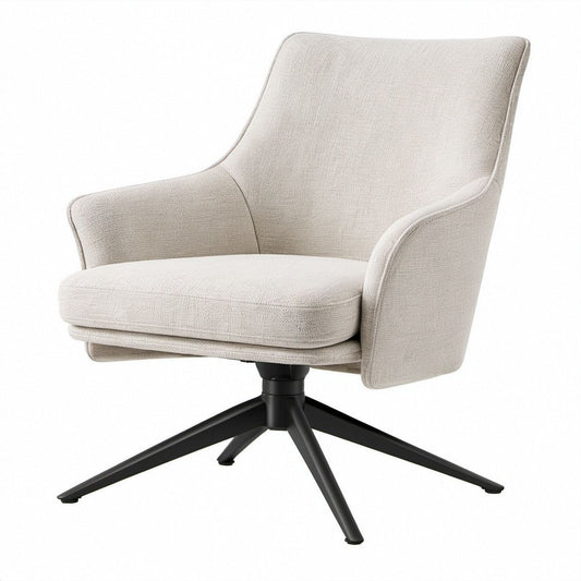 Drehbarer Loungesessel mit Armlehnen, Beige/Schwarz, 76 x 84 x 100 cm