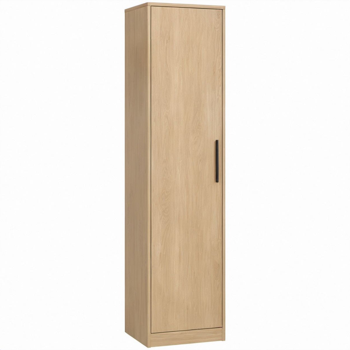 Schmaler Schrank in Eiche hell mit schwarzem Griff, 50 x 40 x 200 cm
