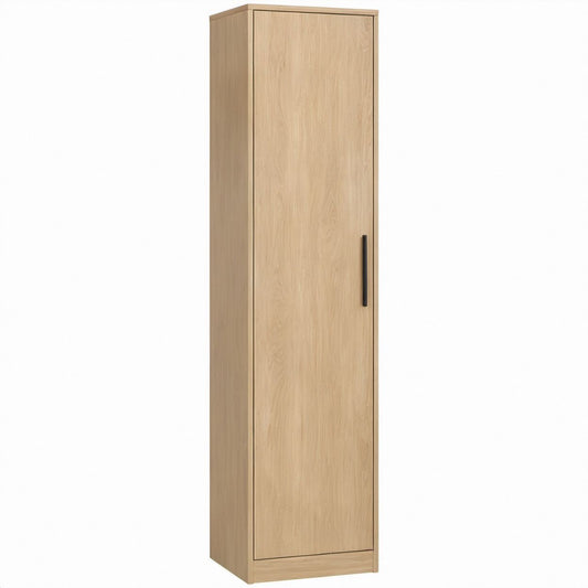 Schmaler Schrank in Eiche hell mit schwarzem Griff, 50 x 40 x 200 cm