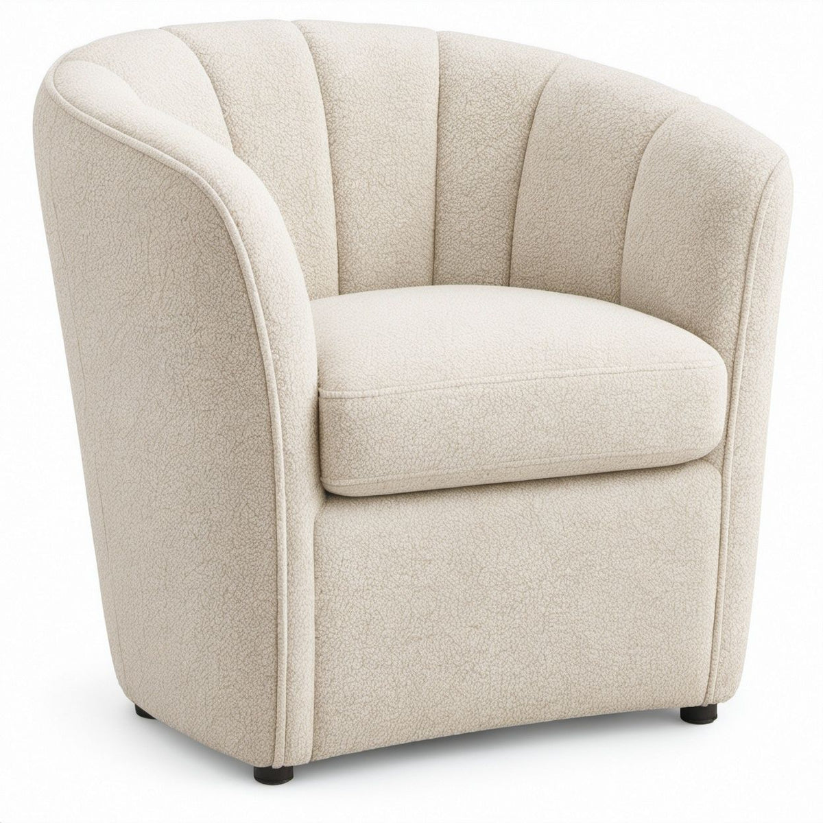 Runder Loungesessel in Creme mit Bouclé-Bezug, 75 x 74 x 78 cm